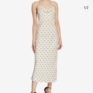 Shona Joy Women's Cream Midi Dress with Black Dots Size 4